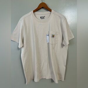 Carhartt Womens Cotton Lose Fit Short Sleeve Tee Cream Pocket T-Shirt Xl New